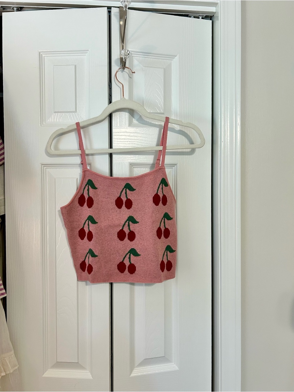 Altar'd State Pink Cherry Knit Crop Tank